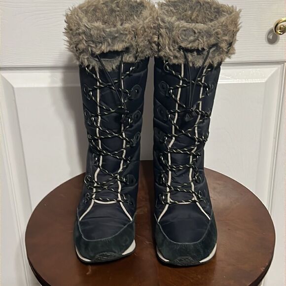 🔥🔥 L.L. Bean 284883 Carrabassett Fur Lace-Up Knee High Snow Boots Women Sz 9M - Picture 3 of 9